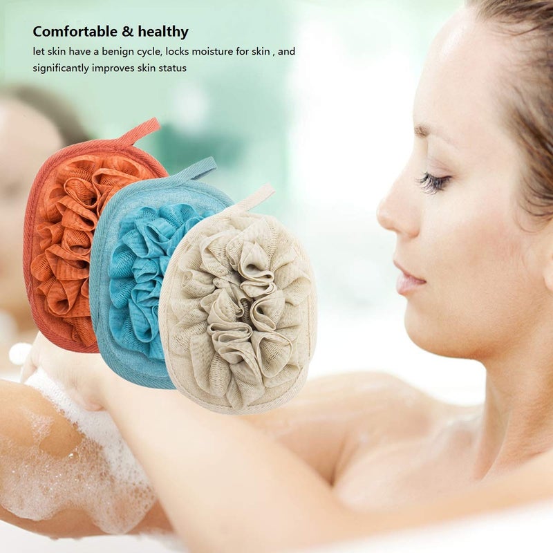 Amariver 3 Pack Body Sponge Brushes Pouf Mesh Brush Shower Glove with Flower Bath Ball - Image 3