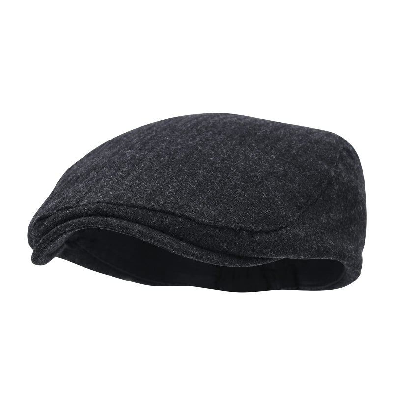 STARANCE Men's Flat Cap Wool Tweed Driving Irish Newsboy Hat (Dark Gray) - Image 2
