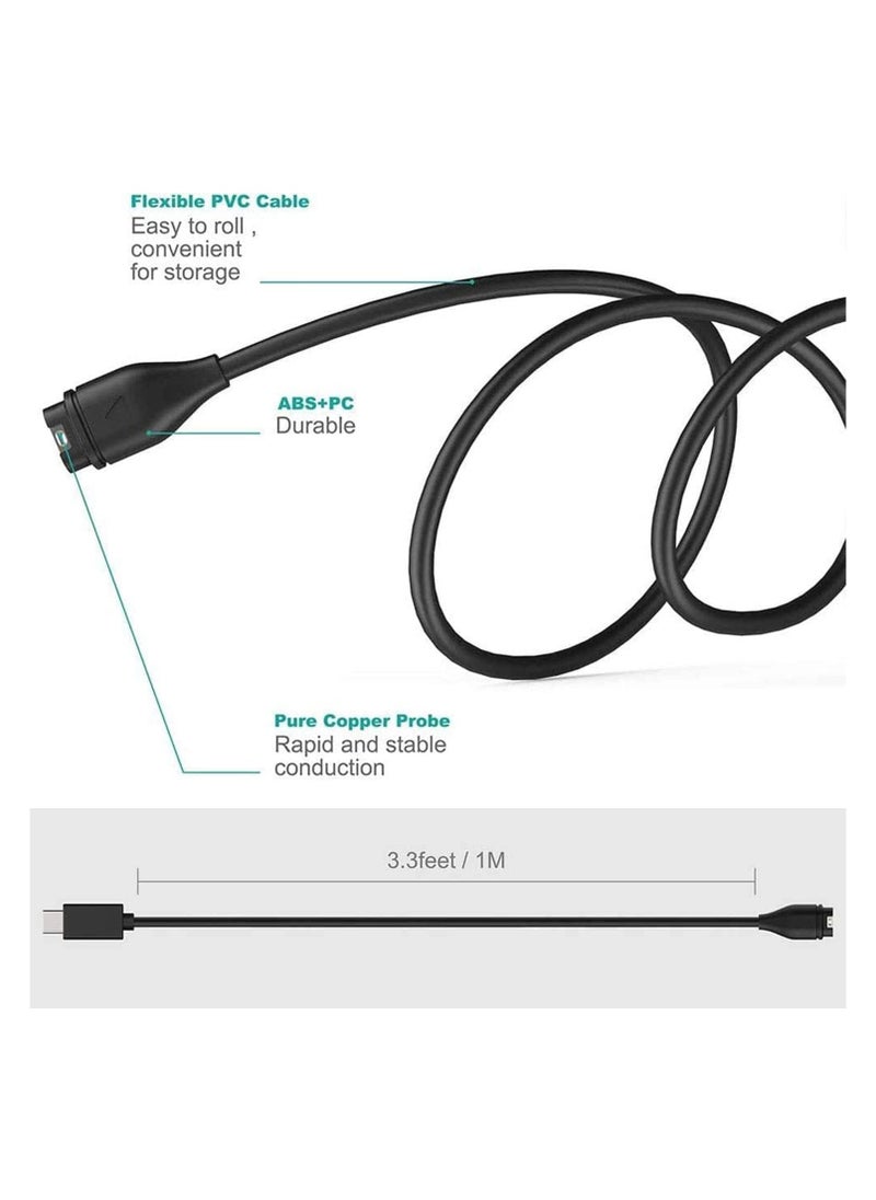 Type C to Garmin Watch Charger Cable, Compatible with Garmin Fenix 6 6S 6X Pro,Fenix 5 5S 5X Plus, USB C Data Sync Charging Cable for Forerunner 745 935 945 45 45S and More