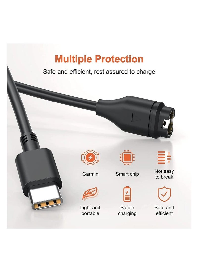 Type C to Garmin Watch Charger Cable, Compatible with Garmin Fenix 6 6S 6X Pro,Fenix 5 5S 5X Plus, USB C Data Sync Charging Cable for Forerunner 745 935 945 45 45S and More
