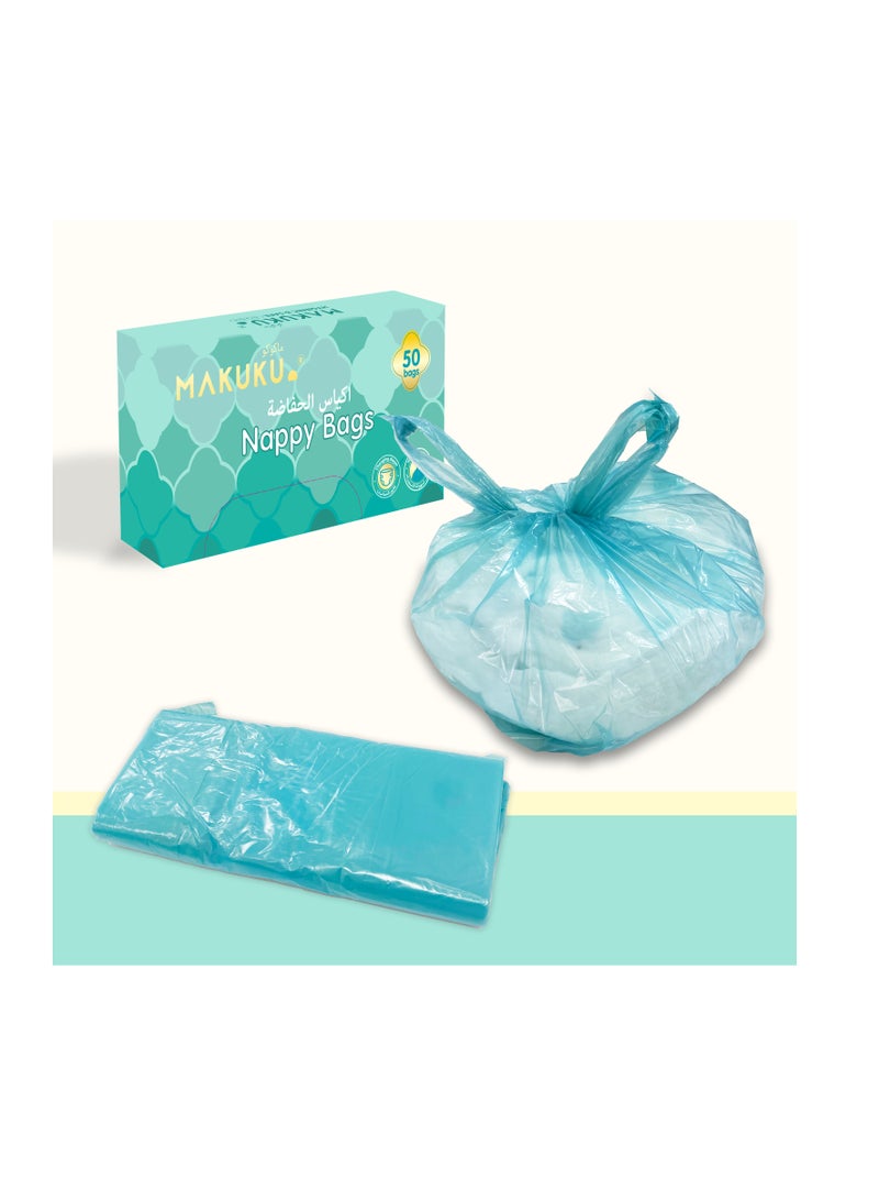 Makuku Nappy Bags 50 Count - Disposable Diaper Bags, Mildly Scented, Hygienic, Easy-Tie Handles, Eliminates Odor - Image 5