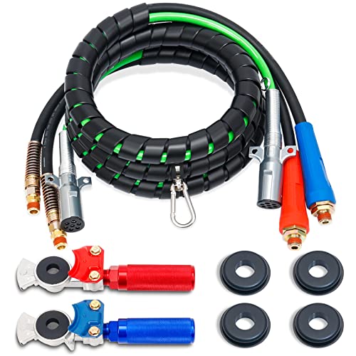 YiaChuii 12 FT Air Lines for Tractor Trailer (12FT Air Lines & Glad Hands & Handles) - Image 1
