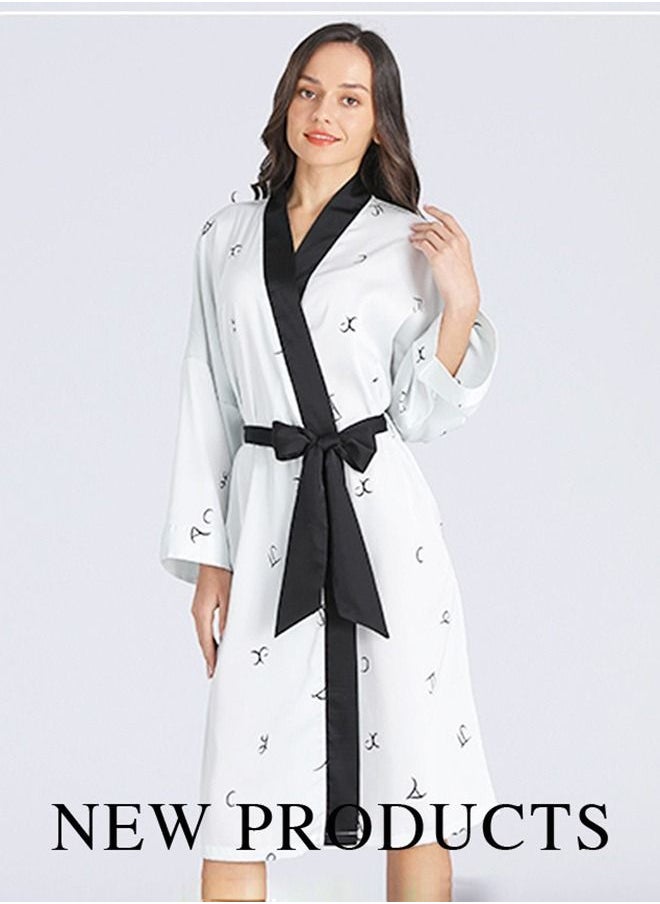 Arabest - Women's Bathrobes Spring and Summer Ice Silk Nightdress Simple Homewear  Satin Silk Imitation Bathrobes - Image 1