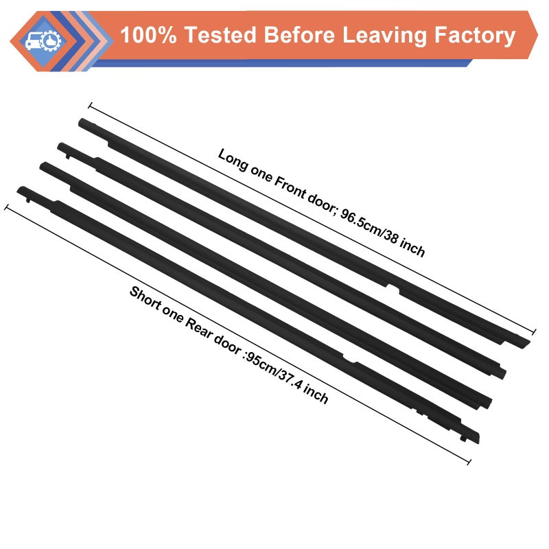 ZONFANT 4 Pcs Black Car Outer Door Window Moulding Trim Weatherstrip Seal Belt Compatible with 2009-2013 Corolla, Replace#75710-02210 75720-02210 75730-02190 75740-02190 - Image 5