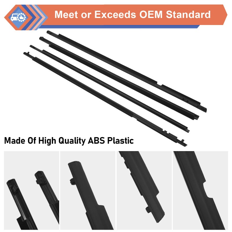 ZONFANT 4 Pcs Black Car Outer Door Window Moulding Trim Weatherstrip Seal Belt Compatible with 2009-2013 Corolla, Replace#75710-02210 75720-02210 75730-02190 75740-02190 - Image 4