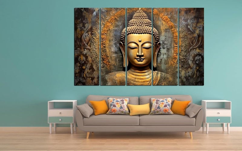 KYARA ARTS wooden framed, Buddha wall painting with frame multicolor 30 inch x 50 inch set of 5… (Design-3) - Image 3
