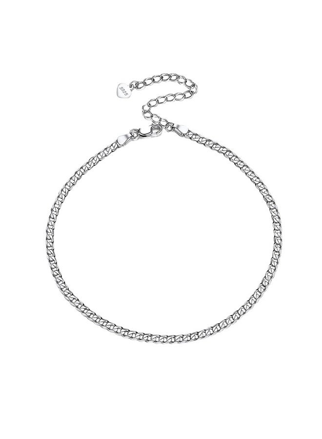 خلخال من الفضة الإسترلينية S925 للنساء | تصميم بسيط بقطع ماسي | خلخال صيفي أنيق ومناسب لشاطئ البحر - Image 2