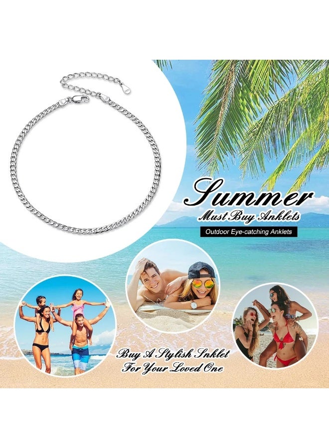 خلخال من الفضة الإسترلينية S925 للنساء | تصميم بسيط بقطع ماسي | خلخال صيفي أنيق ومناسب لشاطئ البحر - Image 4