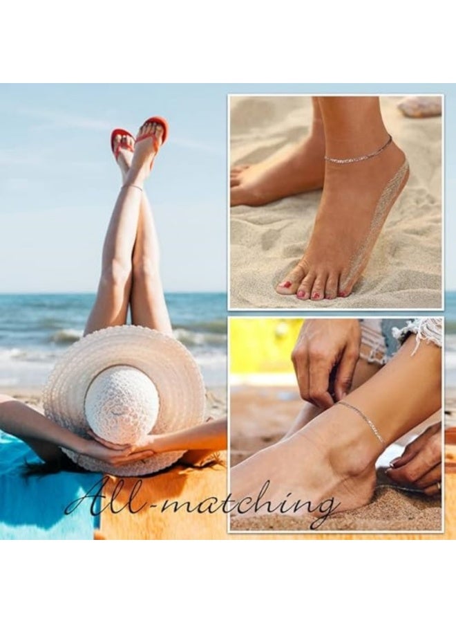 خلخال من الفضة الإسترلينية S925 للنساء | تصميم بسيط بقطع ماسي | خلخال صيفي أنيق ومناسب لشاطئ البحر - Image 3