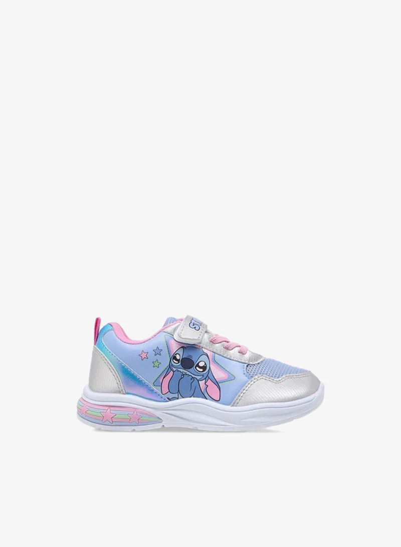 Disney Girls Stitch Print Light-Up Sneakers with Hook and Loop Closure