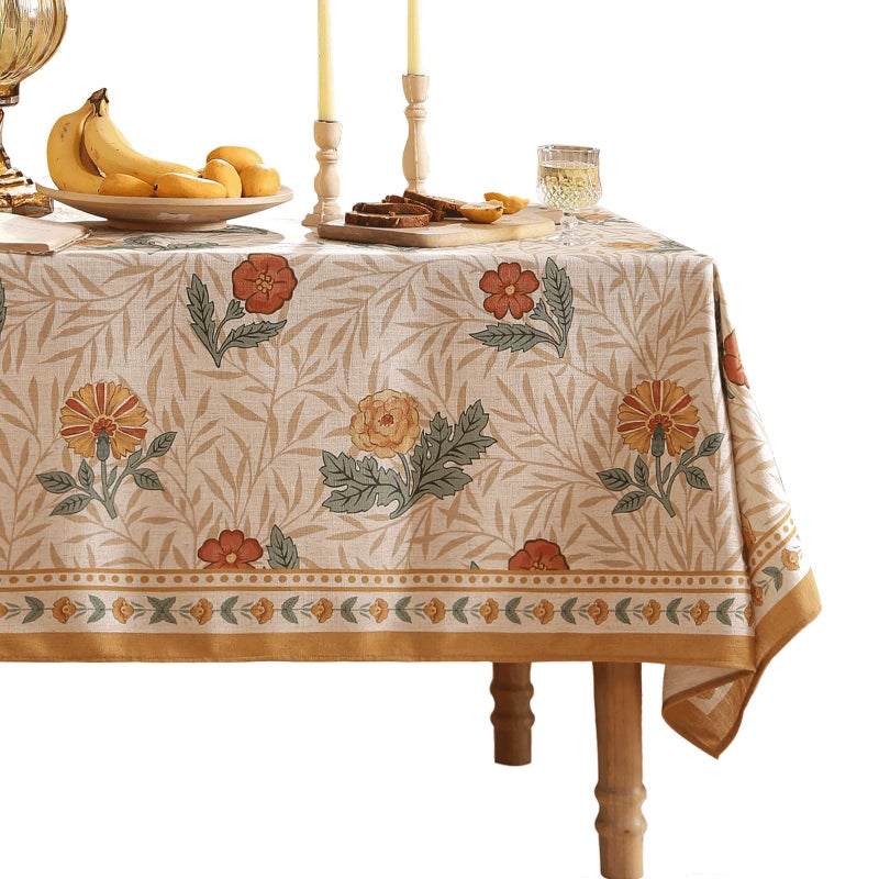 patdrea Designer French Vintage Rectangular Tablecloth,Yellow Floral Pattern Anti-Wrinkle Table Cloth,Dacorative Cover for Kitchen Dining Parties,Christmas,Thanksgiving,55"x79"-Cornflowers - Image 1