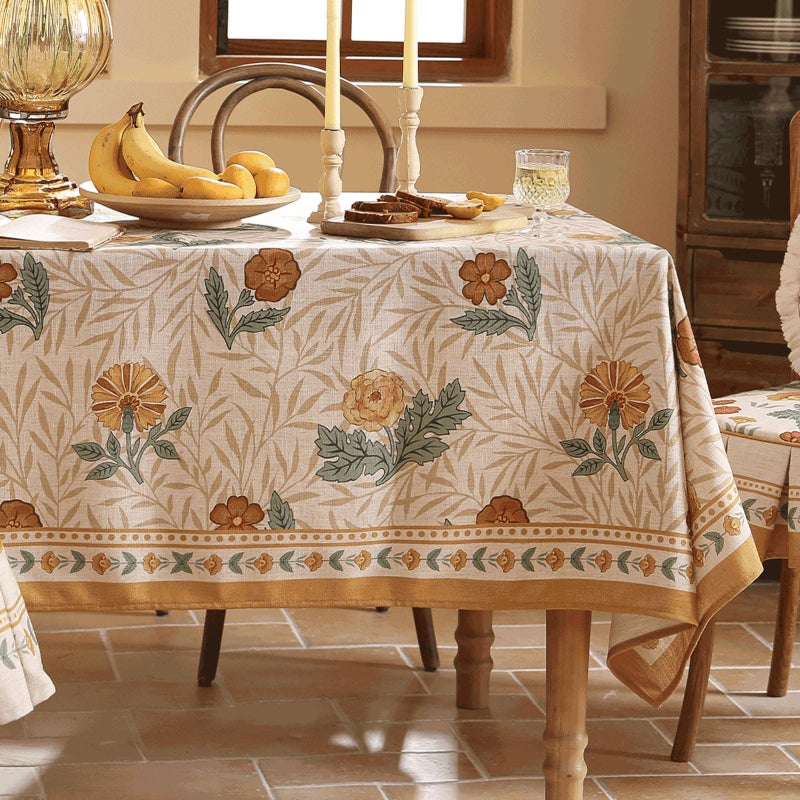 patdrea Designer French Vintage Rectangular Tablecloth,Yellow Floral Pattern Anti-Wrinkle Table Cloth,Dacorative Cover for Kitchen Dining Parties,Christmas,Thanksgiving,55"x79"-Cornflowers - Image 2