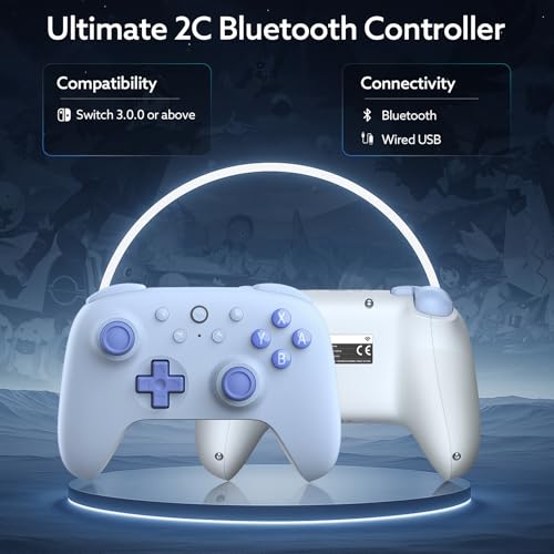 8Bitdo Ultimate 2C Bluetooth Controller for SwitchSwitch 2 Wireless Gaming Controller with Hall Effect Joysticks 6Axis Motion Control Remappable L4R4 Bumpers Turbo FunctionBlue - Image 3