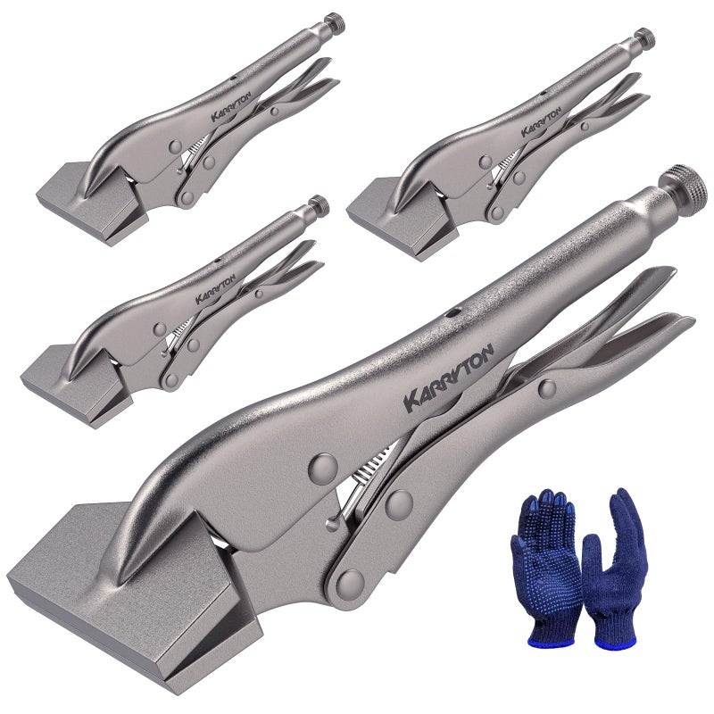 KARRYTON 4PCS Sheet Metal Locking Pliers, 8 Inch Adjustable Carbon Steel Pliers with Quick Release and Locking Mechanism for Woodworking, Welding & DIY Projects - Image 1