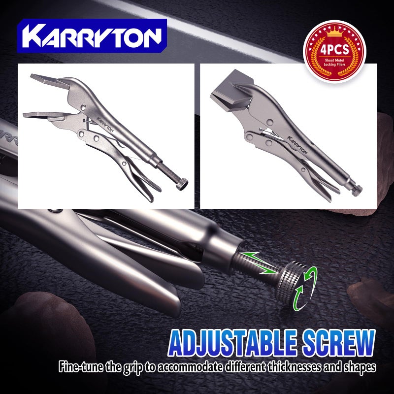 KARRYTON 4PCS Sheet Metal Locking Pliers, 8 Inch Adjustable Carbon Steel Pliers with Quick Release and Locking Mechanism for Woodworking, Welding & DIY Projects - Image 5