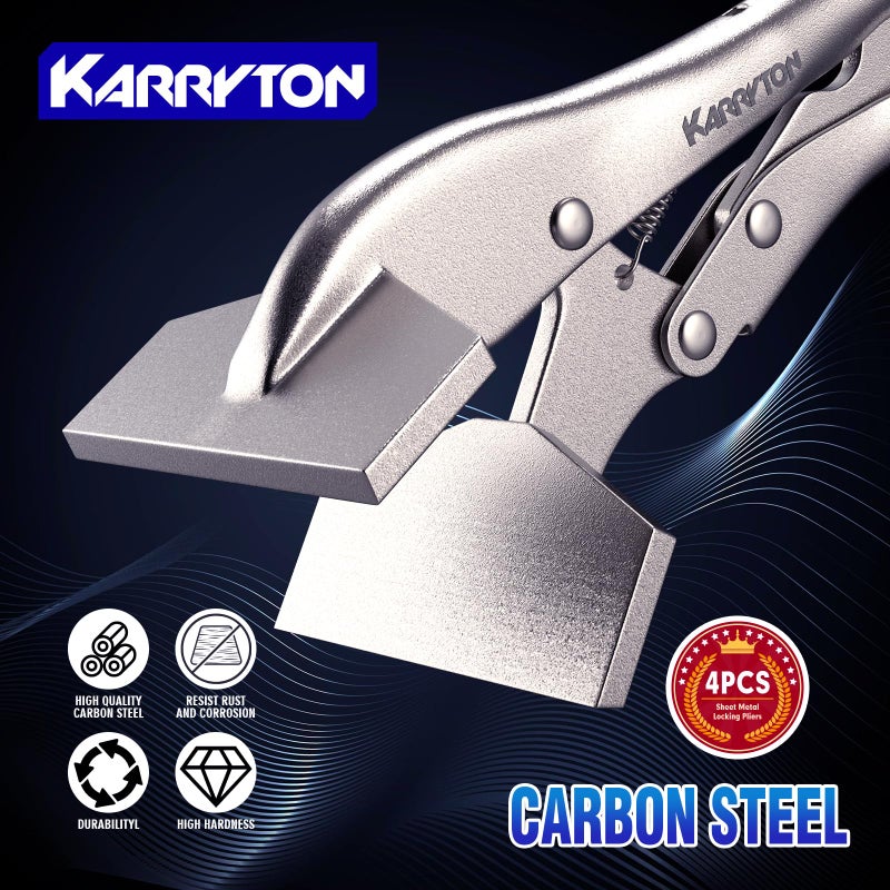 KARRYTON 4PCS Sheet Metal Locking Pliers, 8 Inch Adjustable Carbon Steel Pliers with Quick Release and Locking Mechanism for Woodworking, Welding & DIY Projects - Image 3