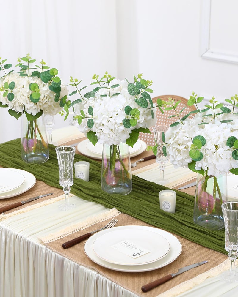 Tifuly 4pcs Fake Hydrangea with Vase -3D Real Touch Faux Hydrangea Flowers and 3pcs Eucalyptus Stems for Wedding Centerpiece Home Party Table Decorationï¼ˆWhiteï¼‰ - Image 5