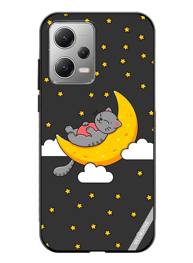 VR CREATIVE Protective Case Cover For Xiaomi Redmi Note 12 The Gray Cat Sleeps On The Moon Sky Stars Design Multicolour - Image 1