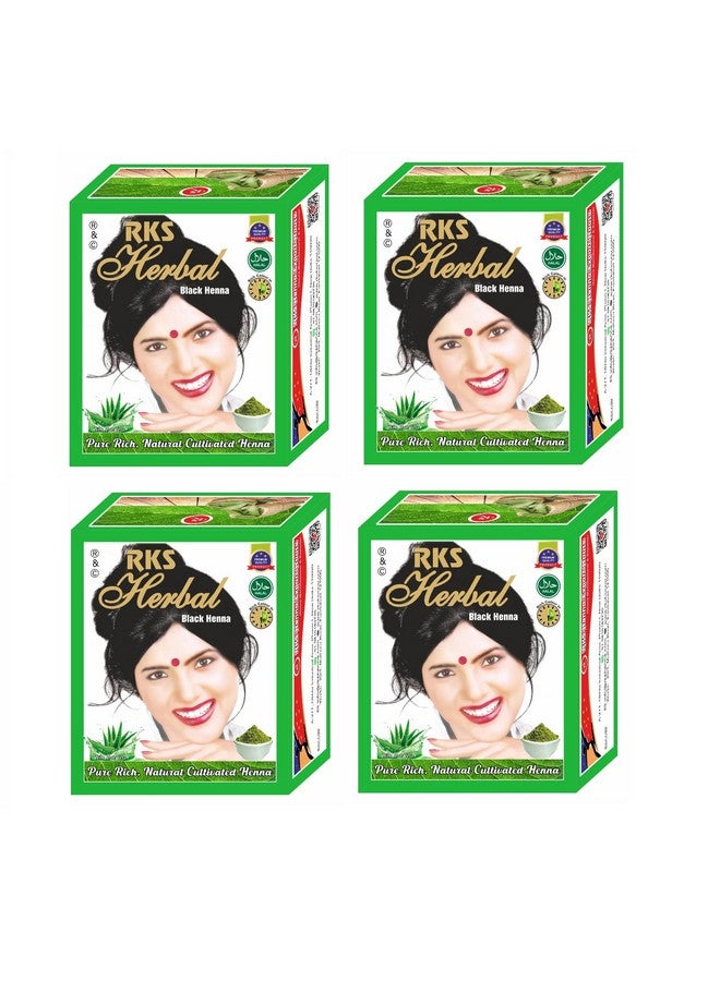 RKS Herbal Henna Mehendi for Hair Women and Men | Natural Henna Long Lasting & Silky Smooth Black Hair Color Mehendi | Organic Powder for Men and Women, Black - 60g x 4 - Image 1