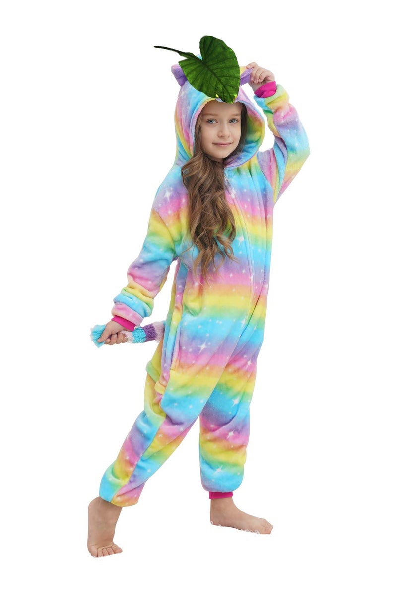 NewPlush Christmas Girls And Boys Bright Yellow Galaxy Unicorn Onesies Pajamas Soft Fleece Halloween Costume Sleepwea (10-12 Years) - Image 1