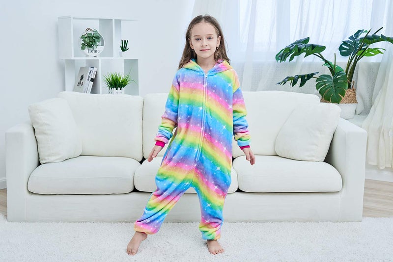 NewPlush Christmas Girls And Boys Bright Yellow Galaxy Unicorn Onesies Pajamas Soft Fleece Halloween Costume Sleepwea (10-12 Years) - Image 2
