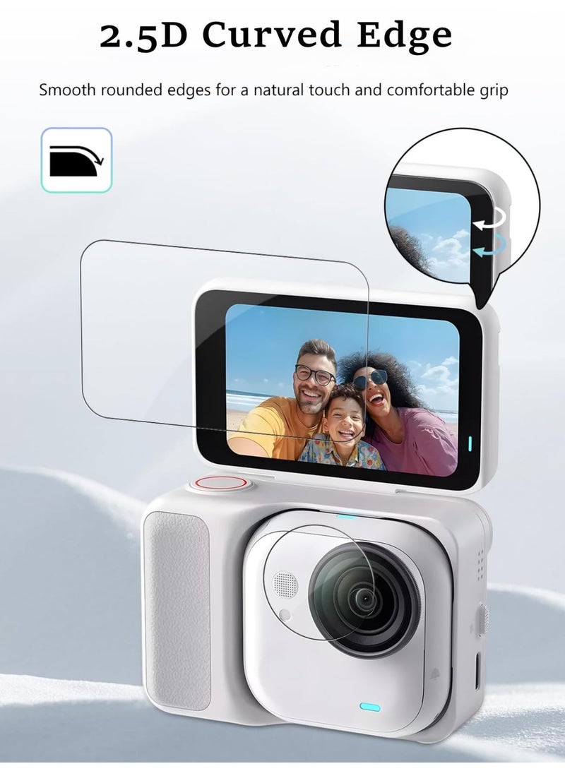 2 Set Screen Lens Protector Film for Insta360 Go Ultra Tempered Glass Protective Film Clear 9H Anti-Bubble HD Film Anti-Dust and Scratch Resistant for GoUltra Camera Lens and Screen Protection - Image 2