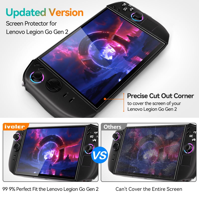 ivoler 2 Pack Screen Protector for Lenovo Legion Go Gen 2 8.8'' Handheld 2025 with Alignment Frame, Tempered Glass, 8.8 inch Full Coverage, Transparent Ultra HD, Anti-Scratch, Anti-Fingerprint - Image 3