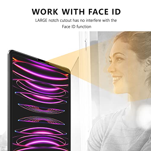 SPARIN 2 Pack Screen Protector Compatible with iPad Pro 12.9 inch 2022/2021/2020/2018 Released (6th/5th/4th/3rd) without Home Button, Tempered Glass Screen Protector Work with Face ID - Image 4