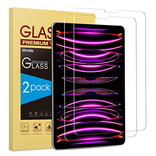 SPARIN 2 Pack Screen Protector Compatible with iPad Pro 12.9 inch 2022/2021/2020/2018 Released (6th/5th/4th/3rd) without Home Button, Tempered Glass Screen Protector Work with Face ID - Image 1