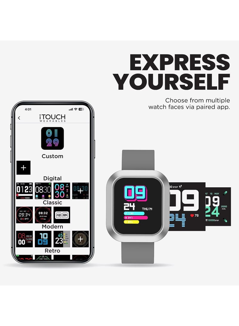 iTouch Unisex Interactive Flex Watch Silver/Black with Interchangeable Silicone Strap, TF413A-B02 - Image 4