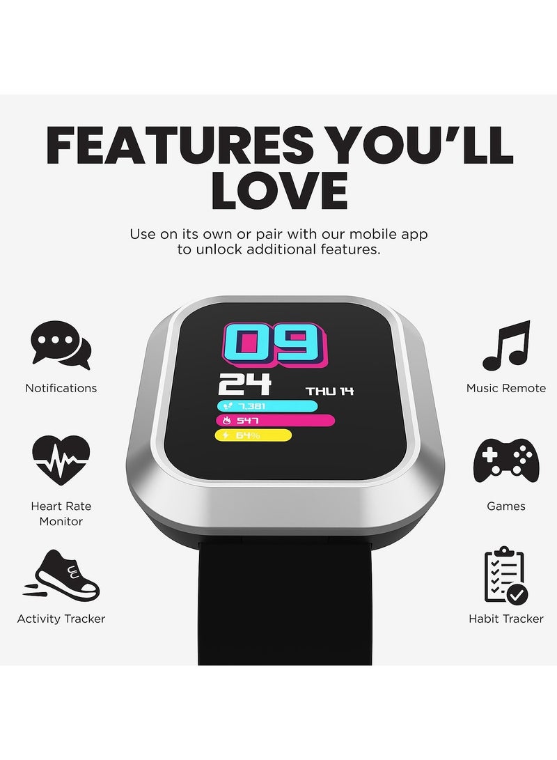iTouch Unisex Interactive Flex Watch Silver/Black with Interchangeable Silicone Strap, TF413A-B02 - Image 5