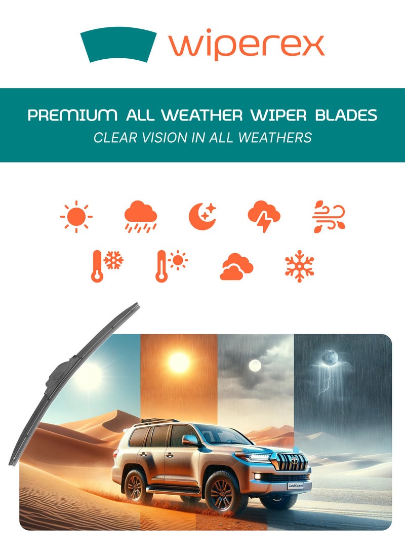 Wiperex شفاطات وابر إكس لسيارة فولفو XC70 2002 2003 2004 24" + 20" لجميع الأحوال الجوية، مسح موحد، مطاط ممتاز، ملاءمة مثالية، صامت، تقليل رفع الرياح، بدون علامات (مجموعة من 2) - Image 2