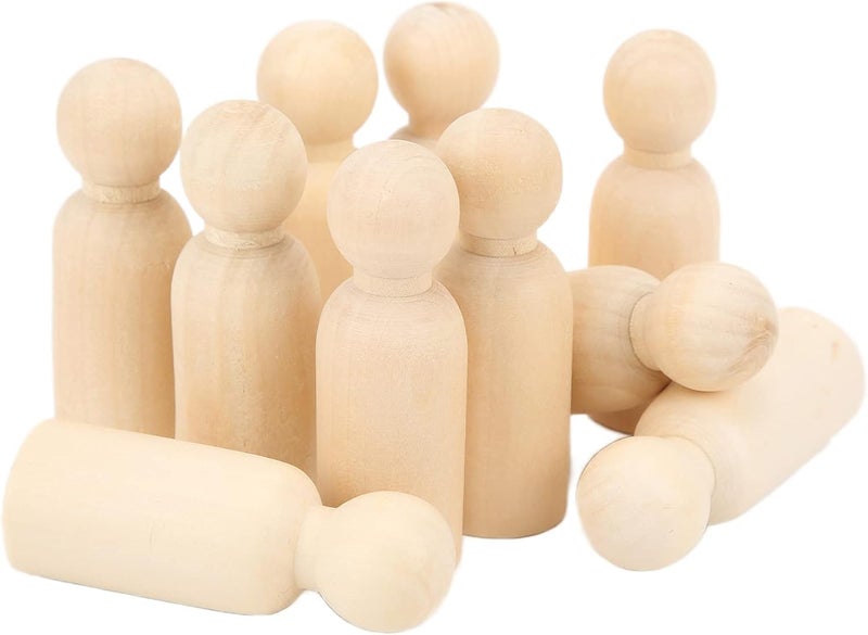 Wooden Peg Dolls Smooth Safe DIY Accessories for Decoration, Set of 10 for Kids Crafts (75MM boy) - Image 5