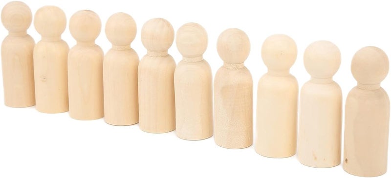 Wooden Peg Dolls Smooth Safe DIY Accessories for Decoration, Set of 10 for Kids Crafts (75MM boy) - Image 1