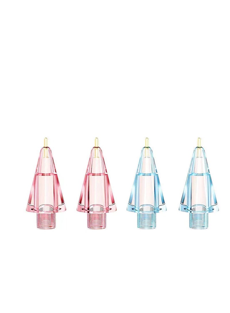 4 Pack Upgraded Pencil Tips for Apple Pencil 1st and 2nd Gen, Durable Noiseless Fine Point for Precise Control in Clear Pink and Blue - Image 1