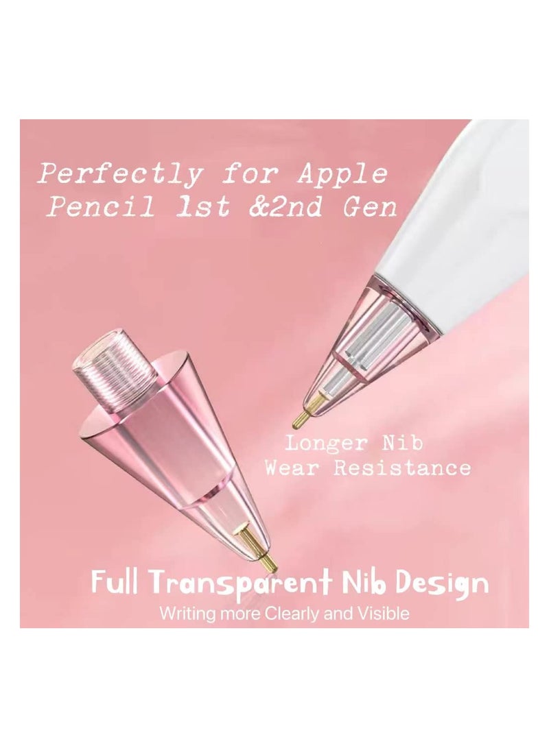 4 Pack Upgraded Pencil Tips for Apple Pencil 1st and 2nd Gen, Durable Noiseless Fine Point for Precise Control in Clear Pink and Blue - Image 4