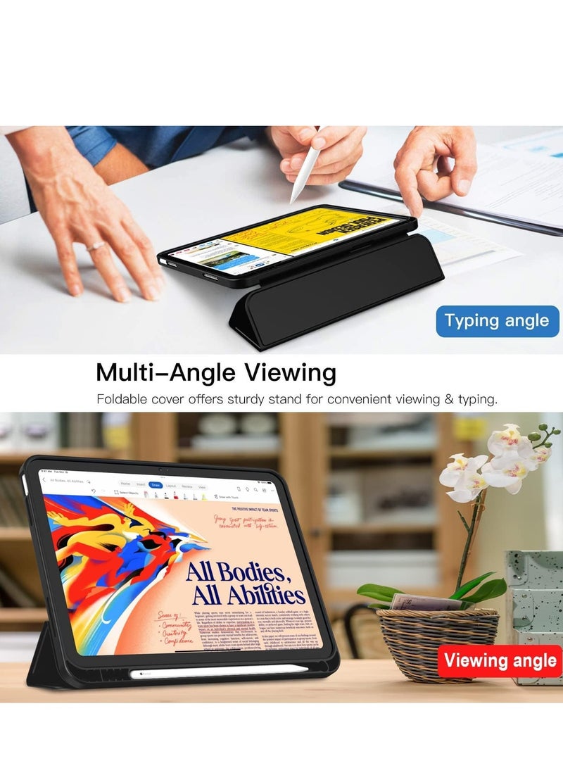 ELTRAZONE Trifold Stand Smart Case for New iPad 10.9 Inch (10th Gen 2022) with Pencil Holder - Soft TPU Back, Auto Wake/Sleep - Black - Image 5