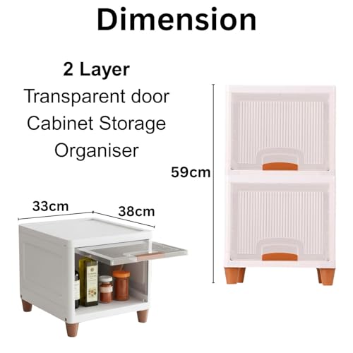 Aliensware 2Pcs Foldable Storage Organizer for Clothes/Space-Saving Cupboard/Plastic Almirah for Cloth Rack/Kid Wardrobe for Toys/Stackable Cabinet for Home,Bathroom, Kitchen,Aliens (Clear Door) - Image 2