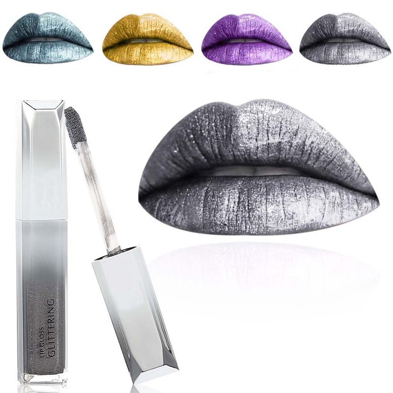 Kilshye Glitter Lipstick Matte Liquid Lipsticks Metallic Lip Glaze High Pigment Lipgloss Long Lasting Waterproof Lip Makeup for Women and Girls Pack of 1 (C- Silver 18)