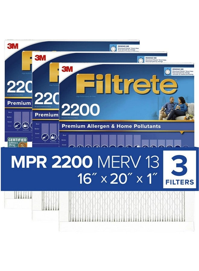 FILTRETE Filtrete MPR 2200 16 x 20 x 1 Healthy Living Elite Allergen Reduction HVAC Air Filter, Delivers Cleaner Air Throughout Your Home, 3-Pack 