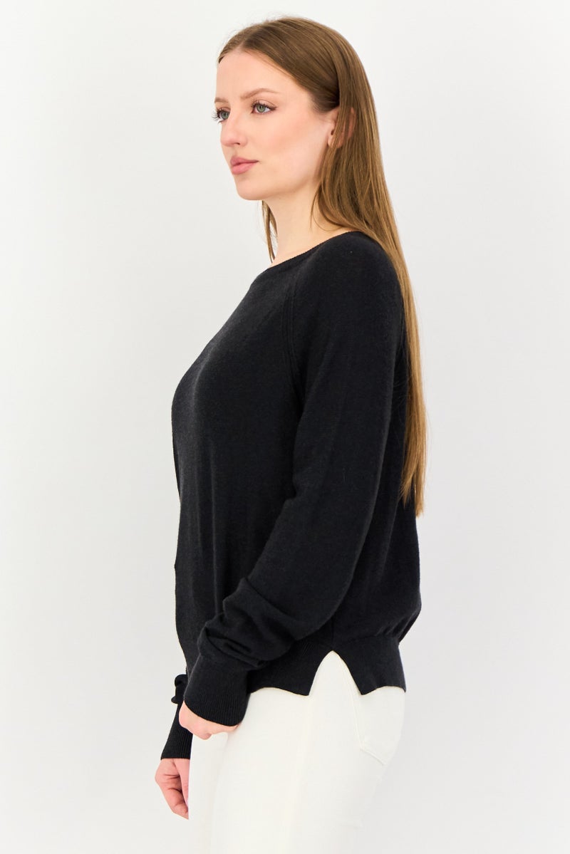 French Connection سويت شيرت نسائي بأكمام طويلة وياقة مضلعة، رمادي داكن - Image 2