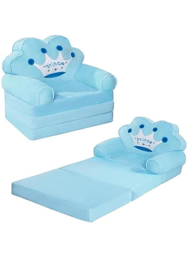 HOOKOR Durku kids sofa,Kids Foldable Sofa Bed, Princess Chair for Toddlers 1-3, Blue Cartoon Shape, High Density Foam, Fold Out Couch for Bedroom, Sofa Bed for Girls, 45.3x19.7x2.4 inches, 4.4 lbs (Blue)  - Image 1