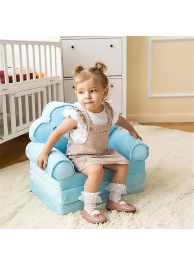 HOOKOR Durku kids sofa,Kids Foldable Sofa Bed, Princess Chair for Toddlers 1-3, Blue Cartoon Shape, High Density Foam, Fold Out Couch for Bedroom, Sofa Bed for Girls, 45.3x19.7x2.4 inches, 4.4 lbs (Blue)  - Image 5