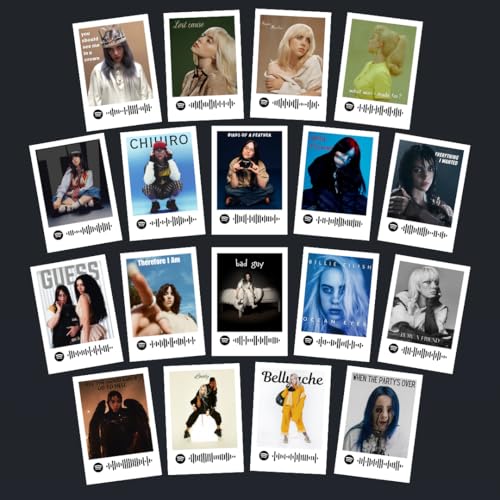 Funk You Store Billie Eilish | Billie Eilish Songs Mini Poster Kit (Set of 18) | Billie Eilish Lovely, Bad Guy, Everything I Want Songs Size (8 x 6 cm) Posters for Phone Accessories, Bedroom, Office, room decoration (C_006) - Image 1