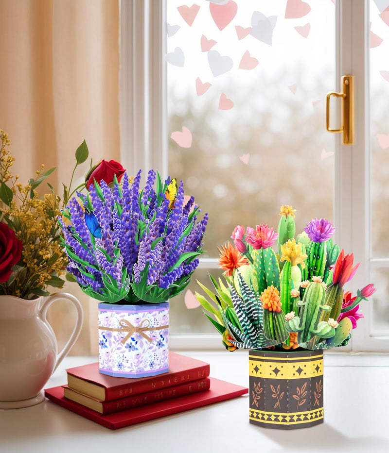 Magic Ants Pop Up Flower Bouquet Card Set for Women â€“ 6 Unique 3D Floral Designs with Envelopes & Separate Blank Note Cards, Forever Rose, Sunflower, Tulip Gift for Mother's Day, Get Well, Birthday, All Occasions - Image 4