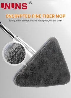 UNUNS 360° Rotatable Triangle Mops For Floor Cleaning,Push-Pull Automatic Self Squeezing Mop With 2 Cloths And 1 Scraper,Microfiber Dust Flat Cleaning Kitchen Mops For Floor Wall Window Car Cleaning  - Image 3