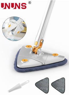 UNUNS 360° Rotatable Triangle Mops For Floor Cleaning,Push-Pull Automatic Self Squeezing Mop With 2 Cloths And 1 Scraper,Microfiber Dust Flat Cleaning Kitchen Mops For Floor Wall Window Car Cleaning  - Image 1