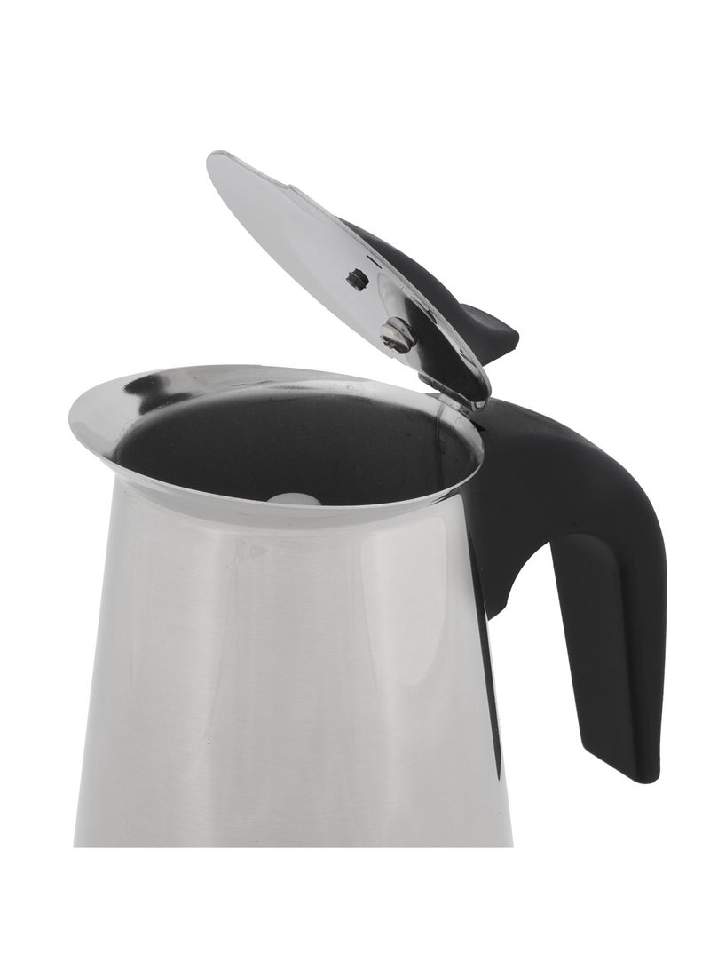 آني مورننغ صانعة الإسبريسو على الموقد – إبريق موكا، بسعة 200 مل و4 فناجين إسبريسو، من الفولاذ المقاوم للصدأ، مقابض خالية من مادة BPA، متوافق مع مواقد الحث وجميع أنواع المواقد، متين وآمن - Image 2