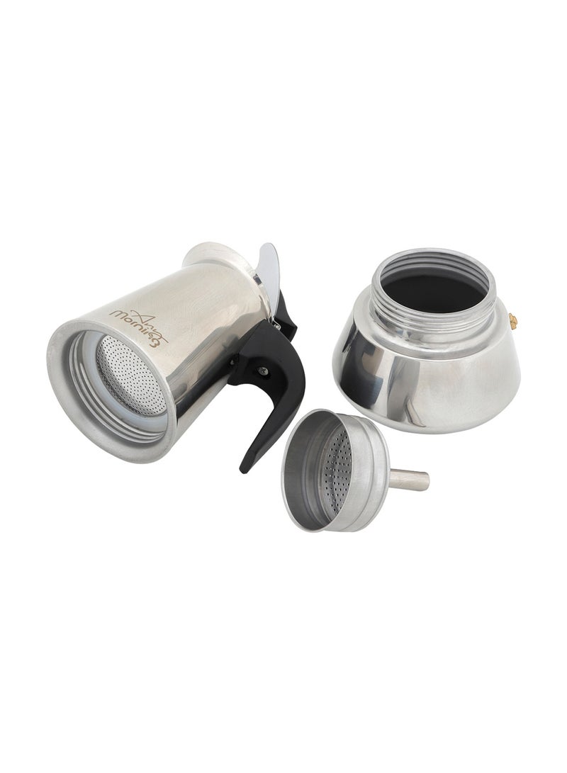 آني مورننغ صانعة الإسبريسو على الموقد – إبريق موكا، بسعة 200 مل و4 فناجين إسبريسو، من الفولاذ المقاوم للصدأ، مقابض خالية من مادة BPA، متوافق مع مواقد الحث وجميع أنواع المواقد، متين وآمن - Image 5