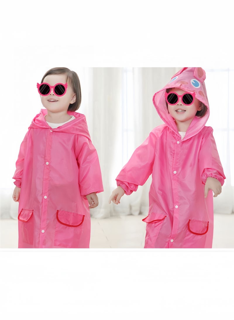 Harse Children's raincoats, Cartoon Kids Rain Jacket, Hooded Poncho Outdoors Transparent Raincoat Student Suit Waterproof Durable Windbreaker (PINK RABBIT)  - Image 4